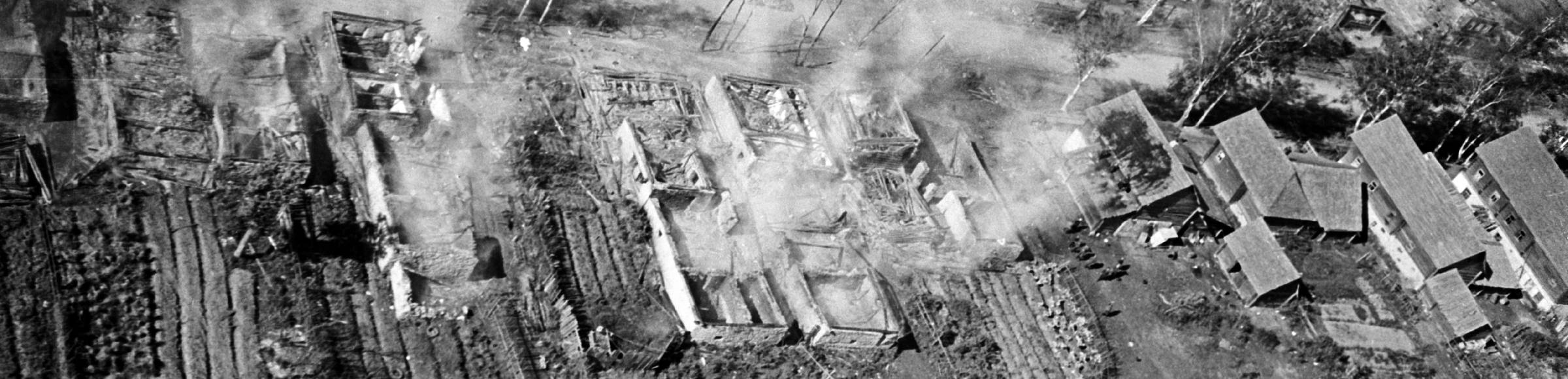 Treffer und Schadensdokumentation von Angriffen der deutschen Luftwaffe in Luhansk in Ukraine